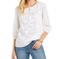 Blusa feminina de algodão estilo camponês, branca, tamanho grande