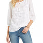 Blusa feminina de algodão estilo camponês, branca, tamanho grande