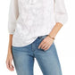 Blusa feminina de algodão estilo camponês, branca, tamanho grande