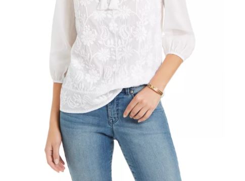 Blusa feminina de algodão estilo camponês, branca, tamanho grande