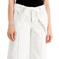 Calça culotte feminina INC International Concepts com amarração na cintura, branca, tamanho 8