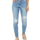 Calça jeans feminina estilo &amp; co, azul, desgastada e curvilínea, tamanho 8