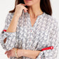 Camisa feminina com estampa de âncora Charter Club, branca, tamanho médio