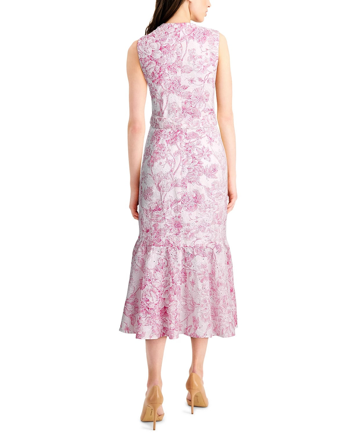 Vestido envelope falso com babados e ilhós estampados Charter Club feminino, rosa escuro, tamanho 8