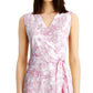 Vestido envelope falso com babados e ilhós estampados Charter Club feminino, rosa escuro, tamanho 8