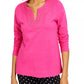 Camiseta feminina bordada de algodão Charter Club, rosa, tamanho médio