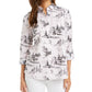 Blusa estampada feminina Charter Club, branca, tamanho pequeno