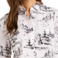 Blusa estampada feminina Charter Club, branca, tamanho pequeno
