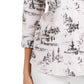 Blusa estampada feminina Charter Club, branca, tamanho pequeno
