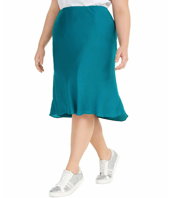 INC International Concepts Saia midi plus size com corte enviesado feminina verde tamanho 0X