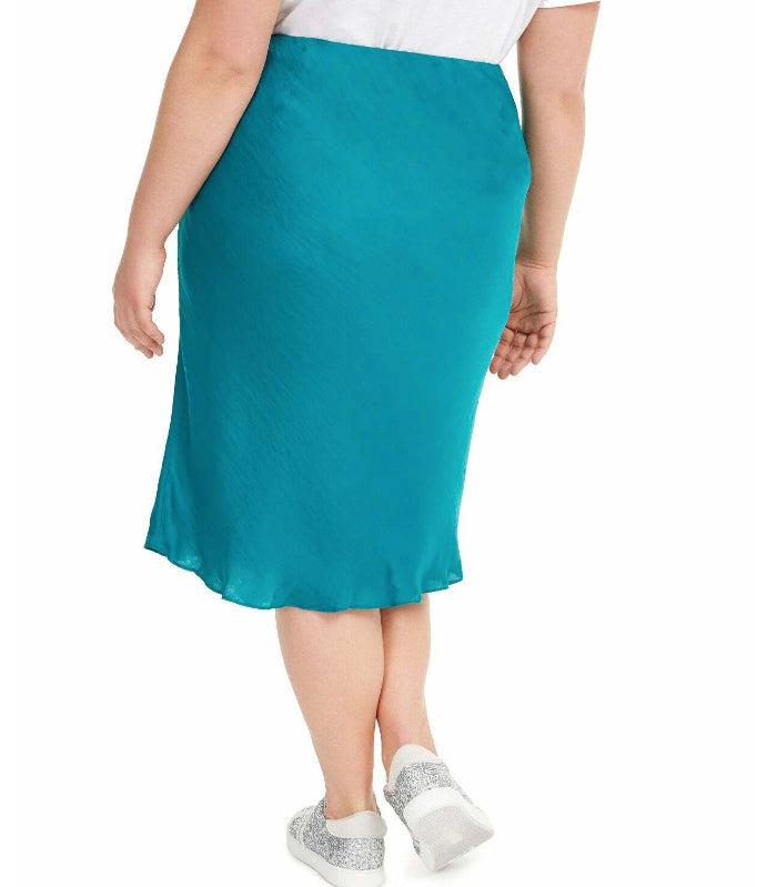 INC International Concepts Saia midi plus size com corte enviesado feminina verde tamanho 0X