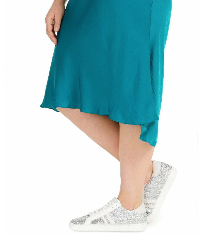 INC International Concepts Saia midi plus size com corte enviesado feminina verde tamanho 0X