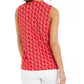 Top feminino com estampa e cordão no pescoço, tamanho médio, vermelho, Charter Club