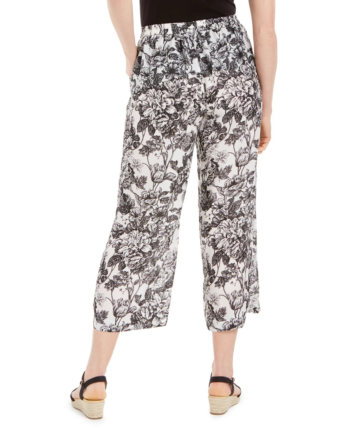 Calça Capri Feminina Estampada Perna Larga Charter Club Branca Tamanho Médio