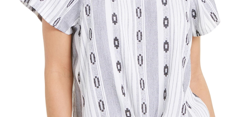 Blusa feminina estampada com decote quadrado e amarração frontal, estilo &amp; co, branca, tamanho XX-G