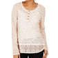 Top Henley de renda feminino Style &amp; Co, rosa, tamanho grande