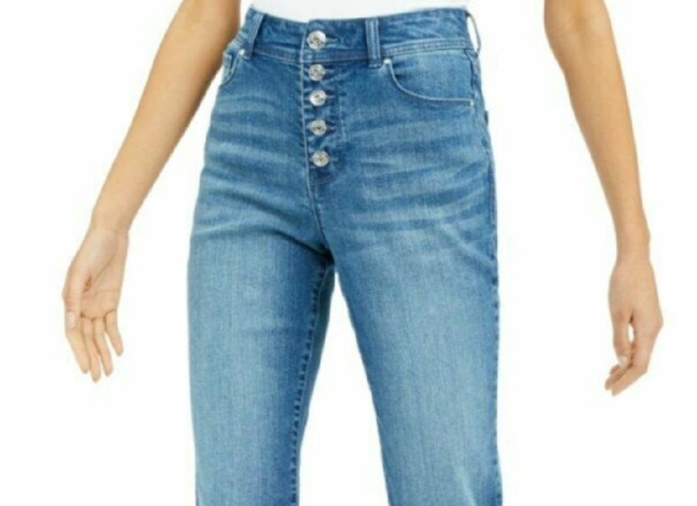 Calça jeans feminina INC International Concepts Curvy com bainha dupla e tornozelo, azul, tamanho 8