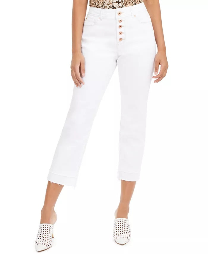 Calça jeans feminina INC International Concepts Curvy com bainha dupla, branca, tamanho 12