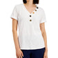 Blusa feminina JM Collection com botões mistos, branca, tamanho médio
