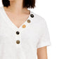 Blusa feminina JM Collection com botões mistos, branca, tamanho médio