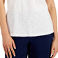 Blusa feminina JM Collection com botões mistos, branca, tamanho médio