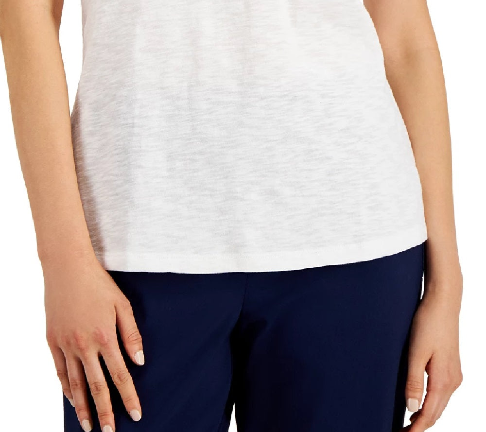 Blusa feminina JM Collection com botões mistos, branca, tamanho médio