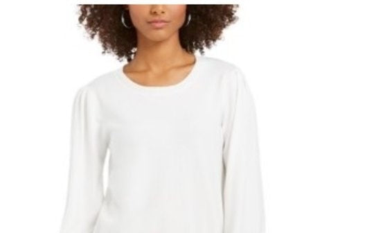 Blusa feminina estilo &amp; co com mangas compridas, branca, tamanho médio