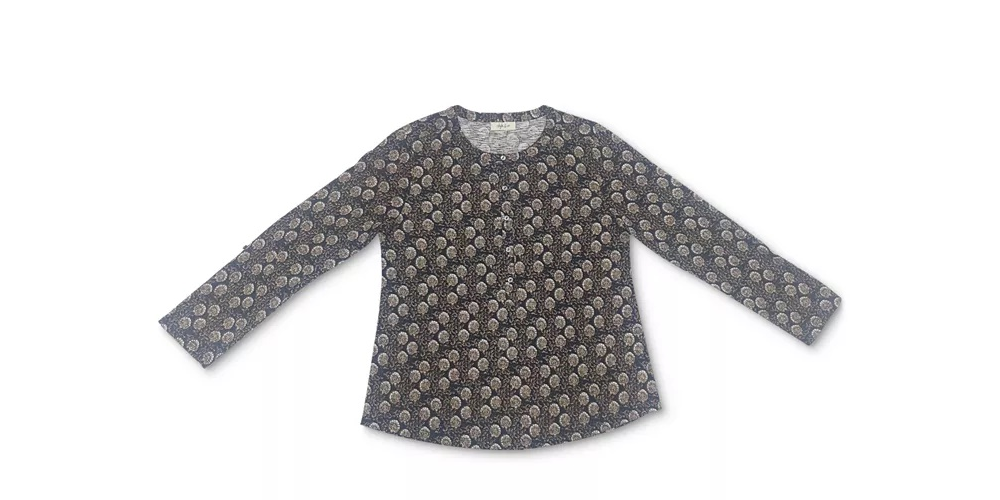 Camisa Henley Estampada Feminina Style &amp; Co Preta Tamanho Médio