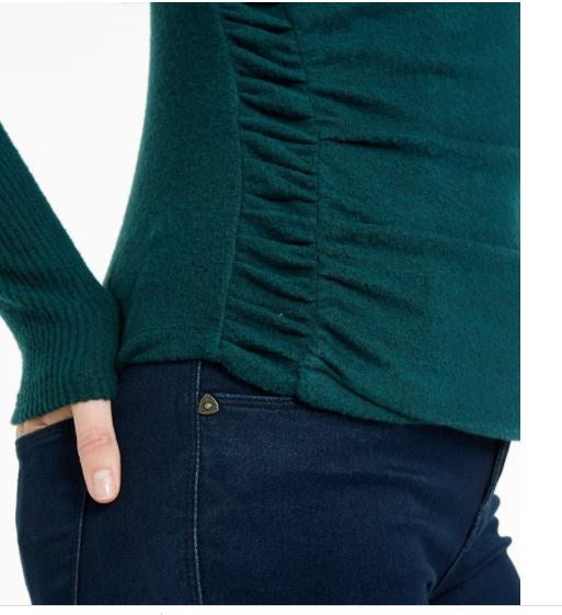 Suéter de gola falsa com franzidos laterais texturizados BCX Junior, verde, tamanho grande