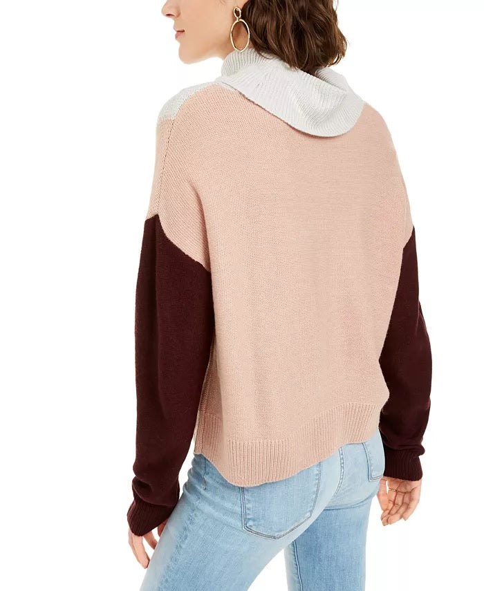 Suéter de malha com blocos de cores feminino BCX Junior, tamanho médio, branco