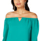 Blusa feminina Thalia Sodi ombro a ombro com decote em V verde tamanho grande