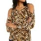 Blusa feminina Thalia Sodi estampada com ombros descobertos, preta, tamanho extra grande