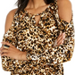 Blusa feminina Thalia Sodi estampada com ombros descobertos, preta, tamanho extra grande