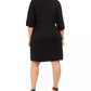 Vestido feminino Anne Klein plus size com decote simulado e cordão na cintura, preto, tamanho 2X