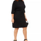 Vestido feminino Anne Klein plus size com decote simulado e cordão na cintura, preto, tamanho 2X