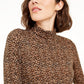 Blusa feminina de gola alta com estampa animal Bar III, marrom, tamanho pequeno
