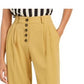 Calça plissada feminina Bar III com botões frontais, amarelo brilhante, tamanho 4