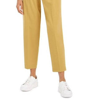 Calça plissada feminina Bar III com botões frontais, amarelo brilhante, tamanho 4