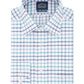 Camisa social xadrez Eagle masculina clássica/regular, sem passar a ferro, com gola flexível, azul, tamanho 16,5 x 32-33
