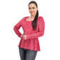 Top peplum metálico de veludo feminino Thalia Sodi vermelho brilhante tamanho grande