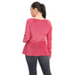 Top peplum metálico de veludo feminino Thalia Sodi vermelho brilhante tamanho grande