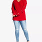 Suéter feminino City Chic Plus Size com mangas ilhós, tamanho médio, vermelho, 18W