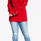 Suéter feminino City Chic Plus Size com mangas ilhós, tamanho médio, vermelho, 18W