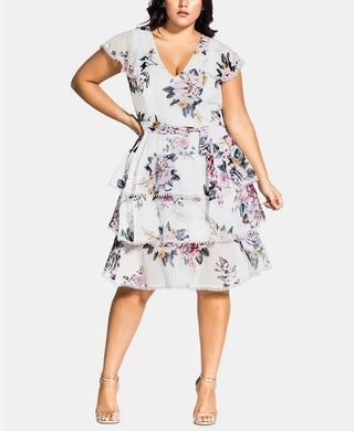 City Chic Women's Plus Summer Love Dress White White Size 24W