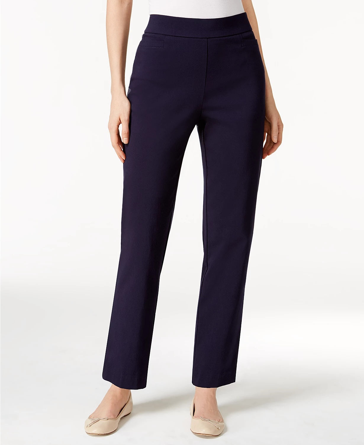 Calça feminina Alfred Dunner Classics Allure Slim Leg Azul-marinho