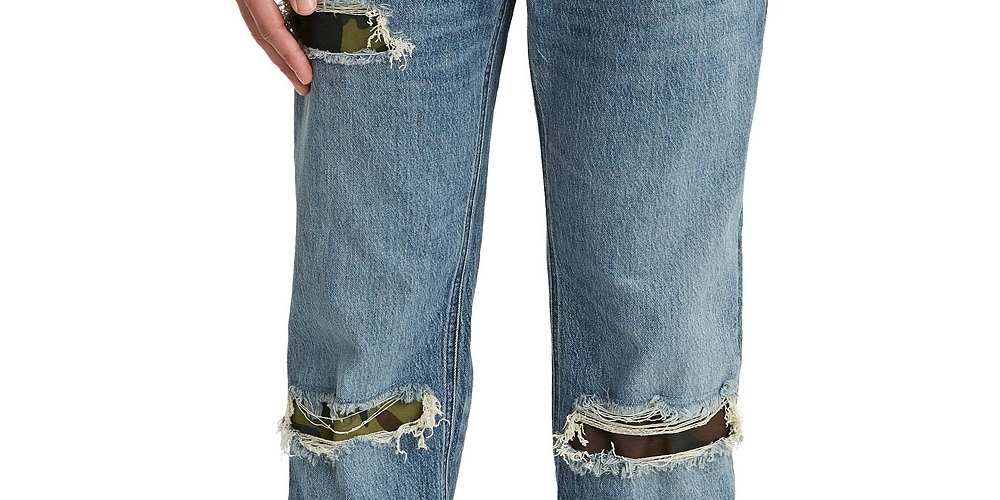 Calça Jeans Levi's 541 Athletic Fit Rasgada Masculina Azul Médio Tamanho 42X30