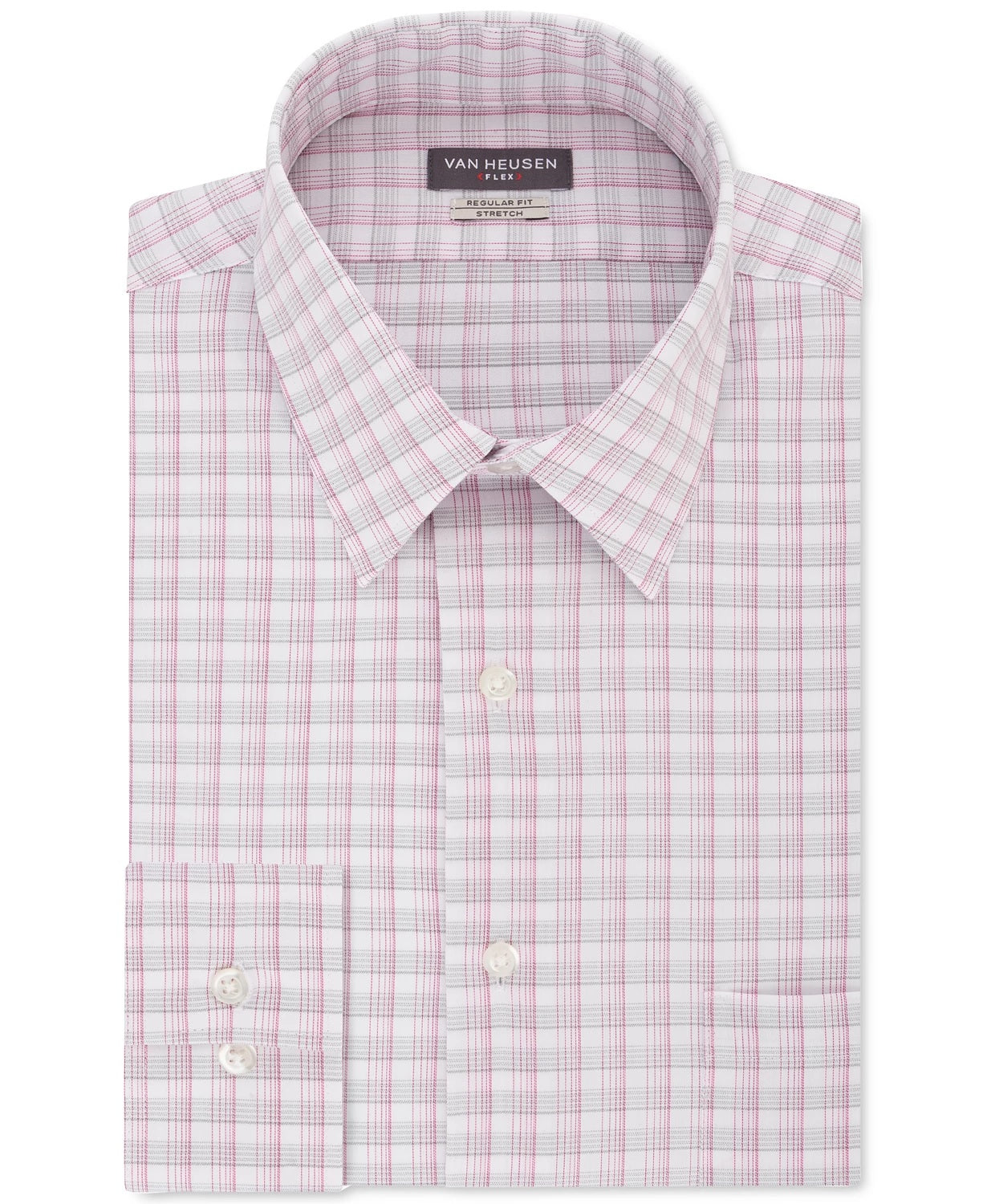 Camisa social xadrez masculina Van Heusen Classic/Regular Fit, sem vincos, com gola flexível e elástica, cinza, tamanho 18X36-37