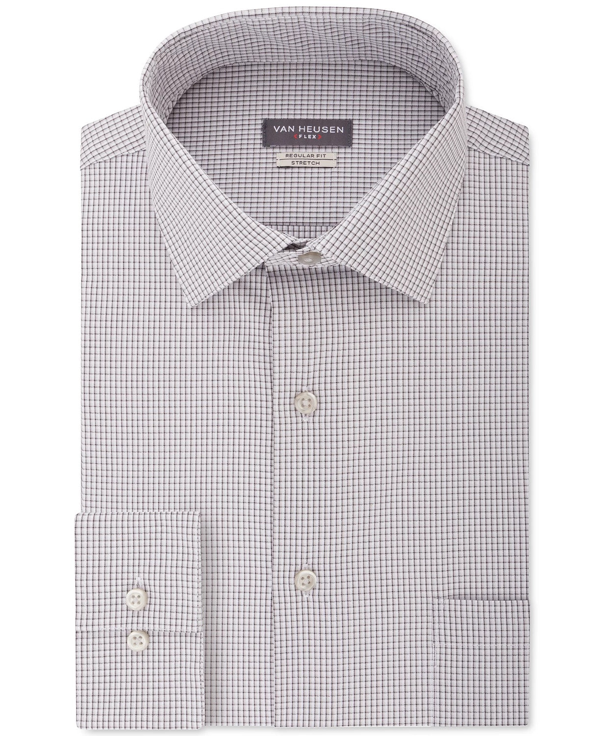 Camisa social masculina Van Heusen Classic/Regular Fit com gola flexível e xadrez elástico, roxa, tamanho 14,5 x 32-33