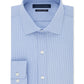 Camisa social Tommy Hilfiger masculina com ajuste atlético e desempenho elástico, gola flexível, listrada, azul brilhante, tamanho 15,5 x 34 x 35