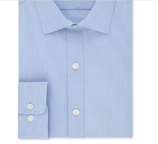 Camisa social Tommy Hilfiger masculina com ajuste atlético e desempenho elástico, gola flexível, listrada, azul brilhante, tamanho 15,5 x 34 x 35